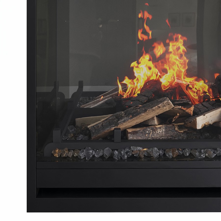 GRADE A1 - Black 31inch Inset Electric LCD Display Media Wall Fireplace - AmberGlo
