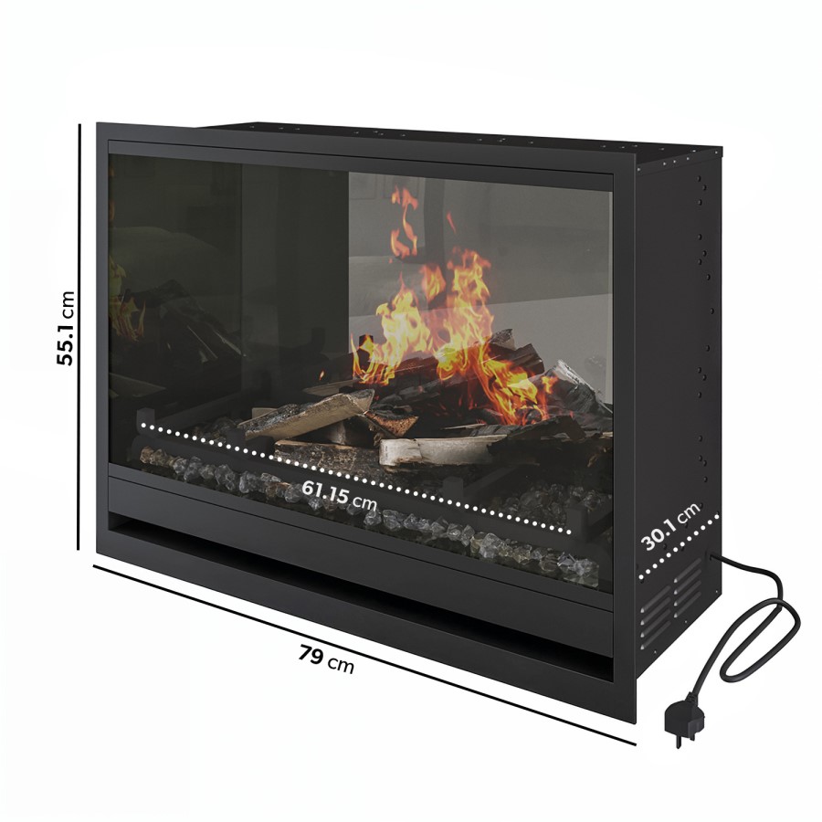 GRADE A1 - Black 31inch Inset Electric LCD Display Media Wall Fireplace - AmberGlo