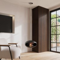 ONLY OPENED - Modern Black Bioethanol Hanging Fire - AmberGlo