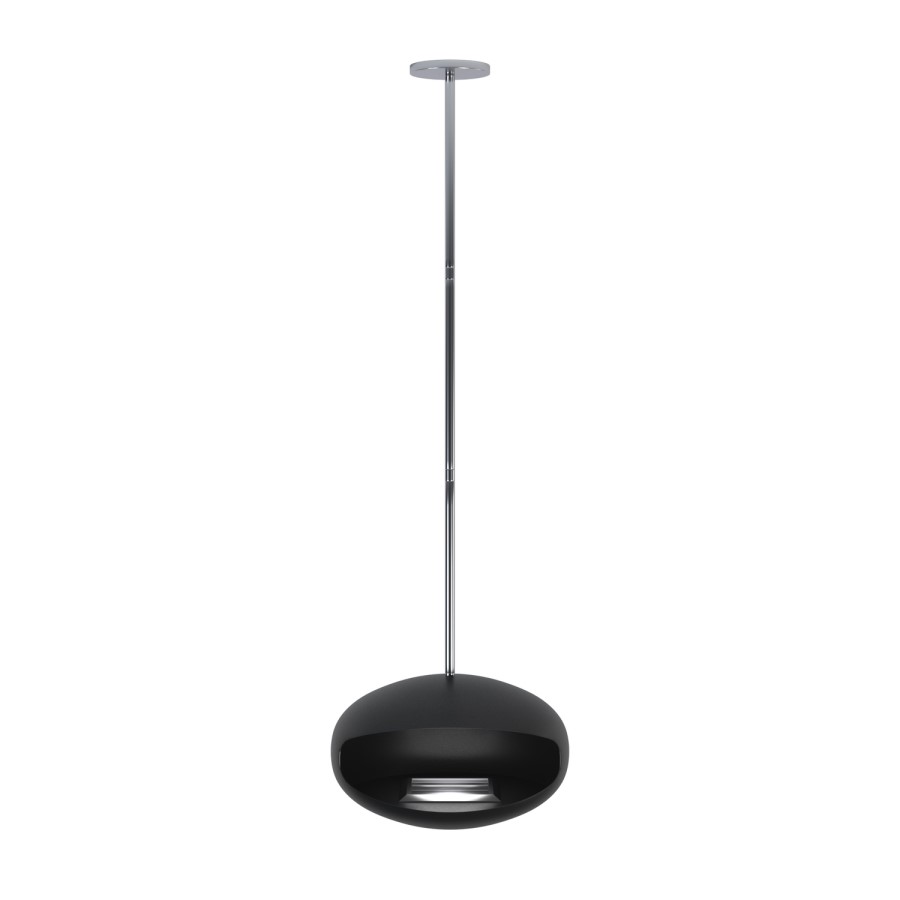 Oval Ceiling Hanging Bioethanol Fire in Matte Black - AmberGlo 