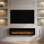 Black Slimline Inset Electric Media Wall Smart Fire Place - 60 Inch - AmberGlo
