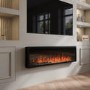 Black Slimline Inset Electric Media Wall Smart Fire Place - 60 Inch - AmberGlo