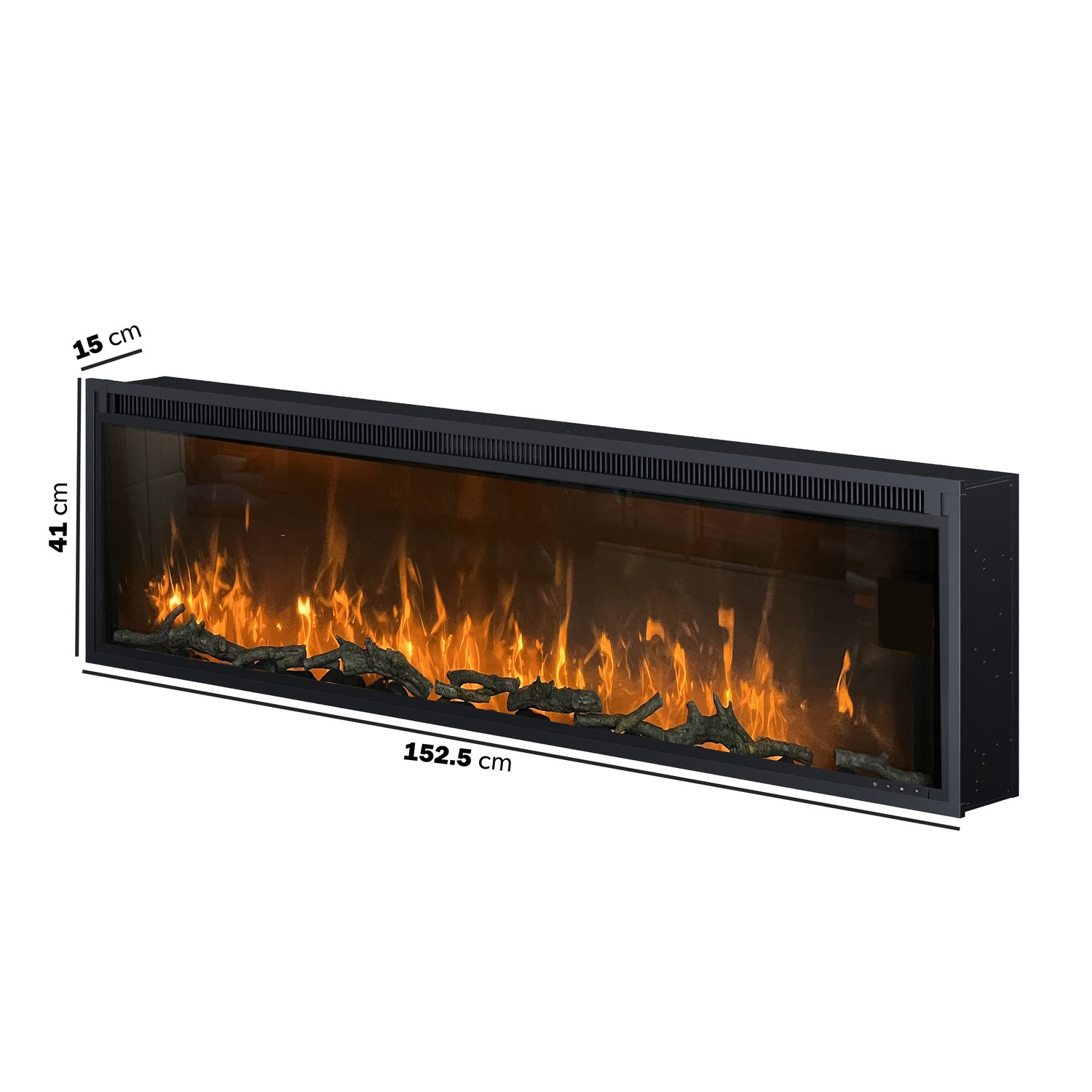 Inset Plack Black Slimline Inset Electric Media Wall Smart Fire Place - 60 Inch ...