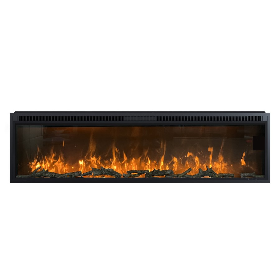 Phone Wall Inset Black Slimline Inset Electric Media Wall Smart Fire Place - 60 Inch ...