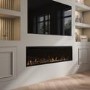 Black Slimline Inset Electric Media Wall Smart Fire - 60 Inch - AmberGlo