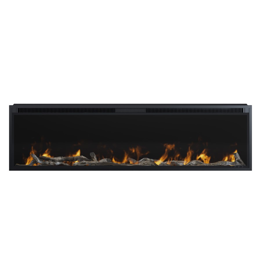 Black Slimline Inset Electric Media Wall Smart Fire - 60 Inch - AmberGlo