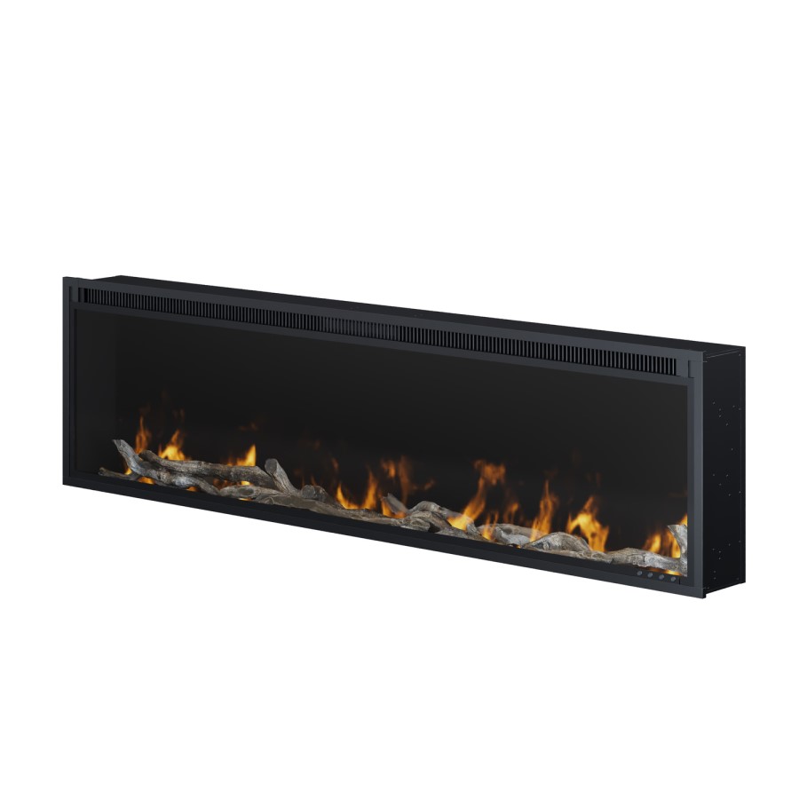 Black Slimline Inset Electric Media Wall Smart Fire - 60 Inch - AmberGlo