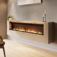 ONLY OPENED - 70 Inch Oak Wall Mounted Fire