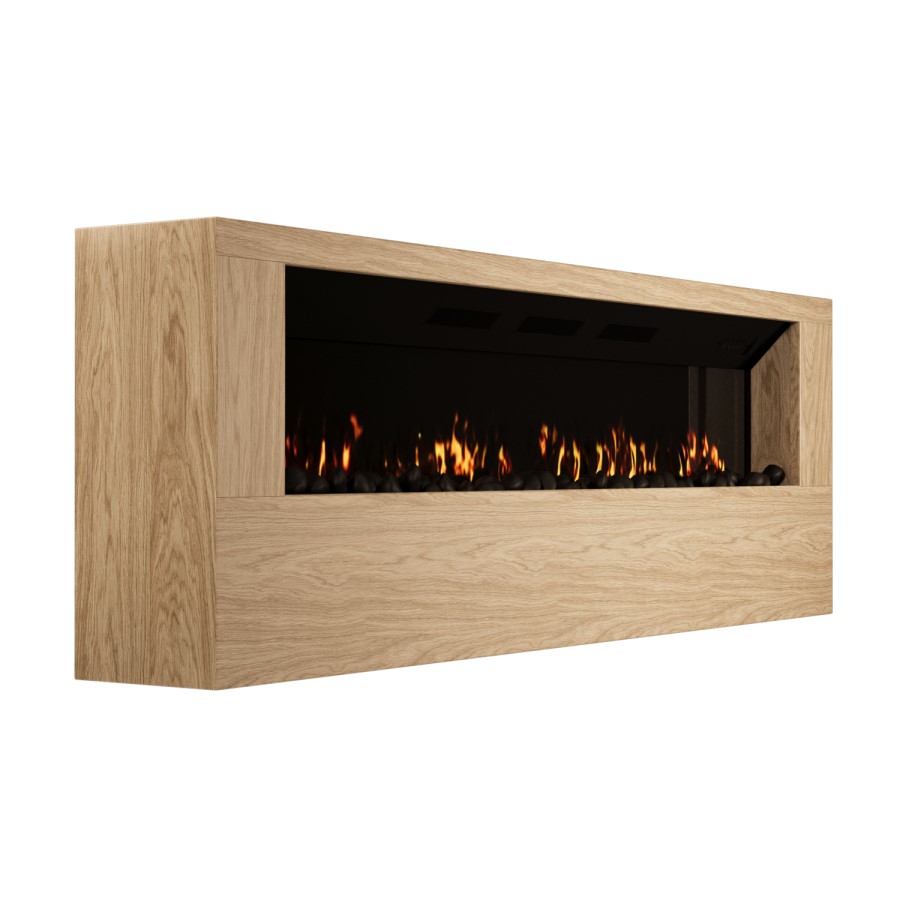 GRADE A1 - Wall-Mounted Electric Fire with Oak Surround and Remote Control - 70 Inch - AmberGlo