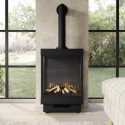 AGL086 Electric Log Burner-Style Stove with Decorative Flue in Black - AmberGlo