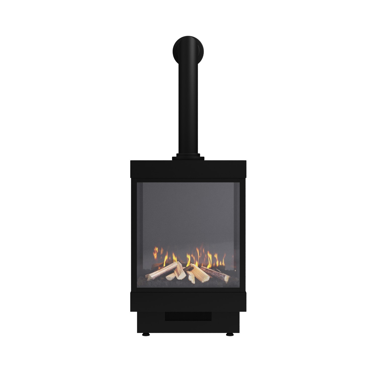 7+ Electric Fire Log Burner Style Electric Log Burner-Style Stove with Decorative Flue in Black