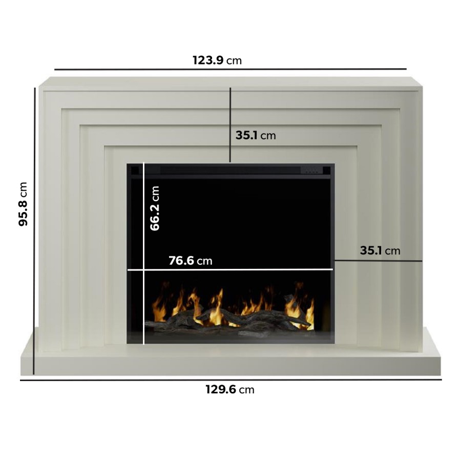 GRADE A3 - Cream Fire Surround and Electric Fire with Logs - AmberGlo