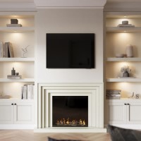 GRADE A3 - Cream Fire Surround and Electric Fire with Logs - AmberGlo