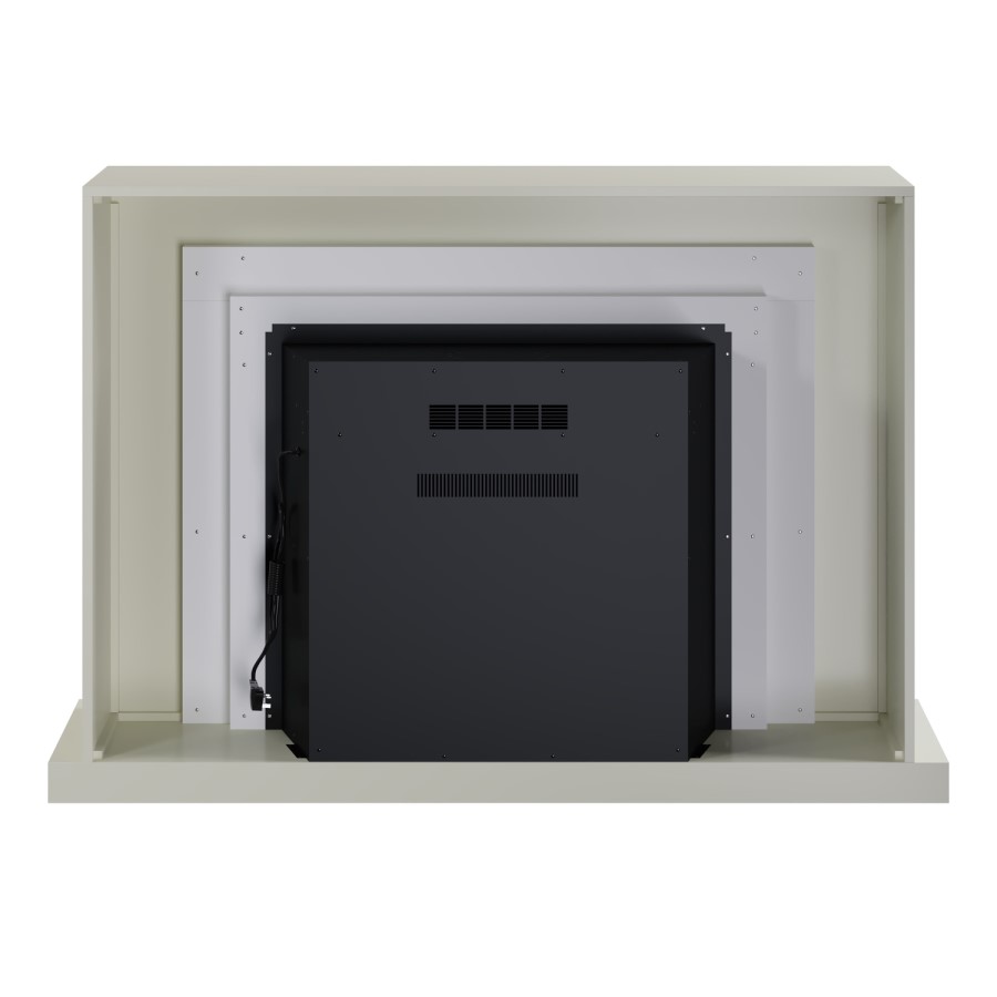 GRADE A2 - Cream Fire Surround and Electric Fire with Logs - AmberGlo