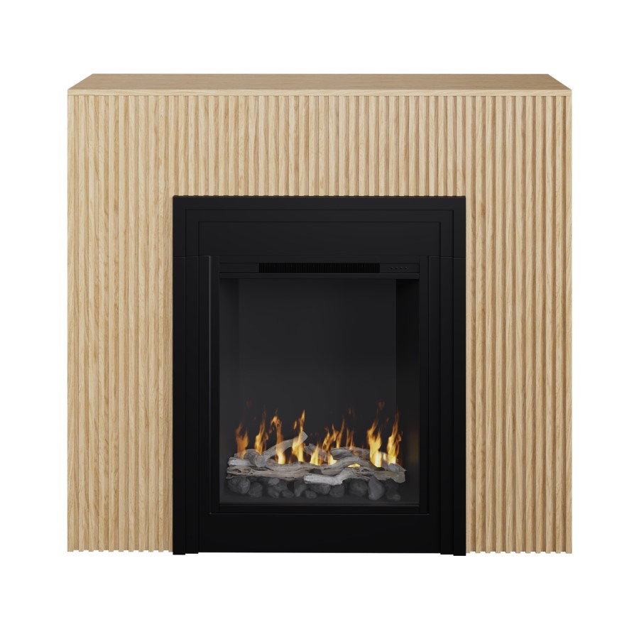 Freestanding Electric Fire with Oak Surround - AmberGlo
