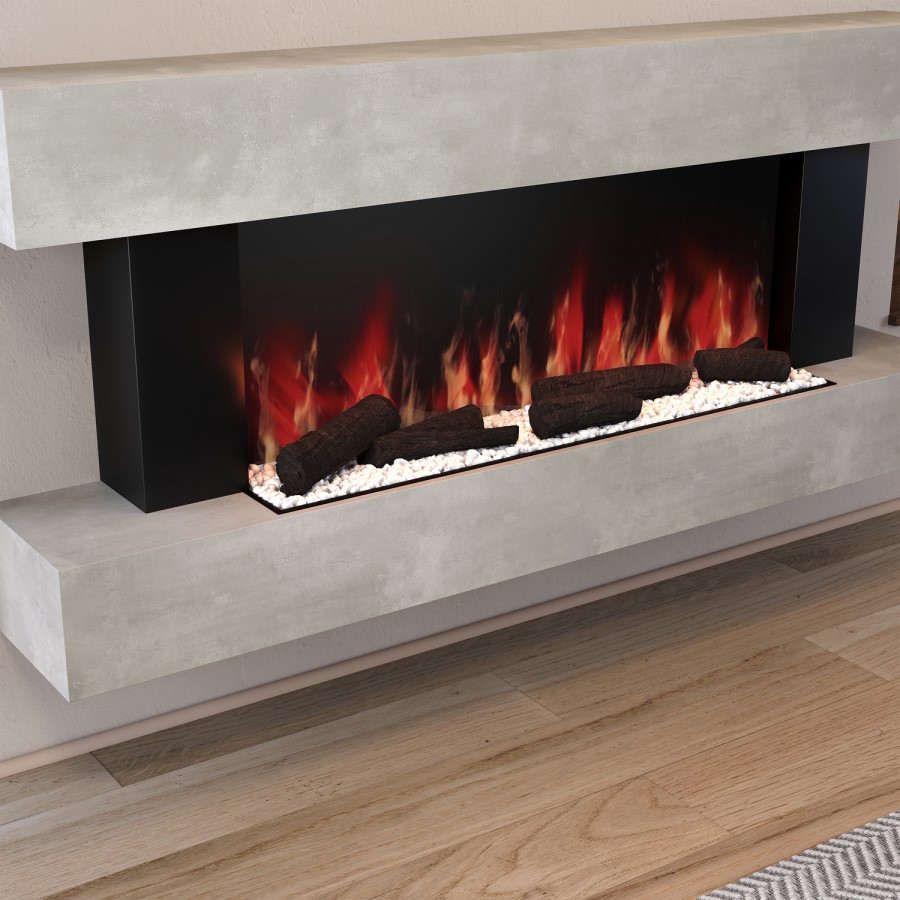 Stone Effect Wall-Mounted Electric Smart Fireplace - 52 Inch - AmberGlo