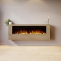AGL093 Wall-Mounted Electric Fire with Oak Surround and Remote Control - 60 Inch - AmberGlo