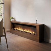 Wall-Mounted Electric Fire with Walnut Surround - 70 Inch - AmberGlo
