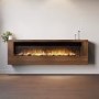 Wall-Mounted Electric Fire with Walnut Surround - 70 Inch - AmberGlo