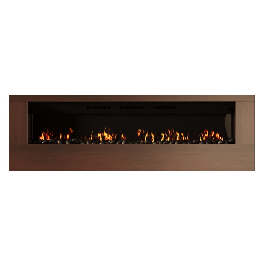 Wall-Mounted Electric Fire with Walnut Surround - 70 Inch - AmberGlo