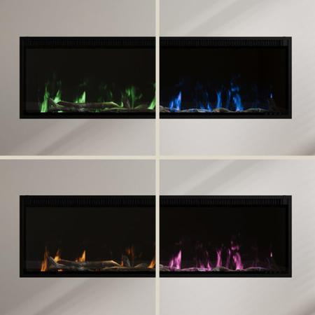 Wall-Mounted Electric Fire with Walnut Surround - 70 Inch - AmberGlo