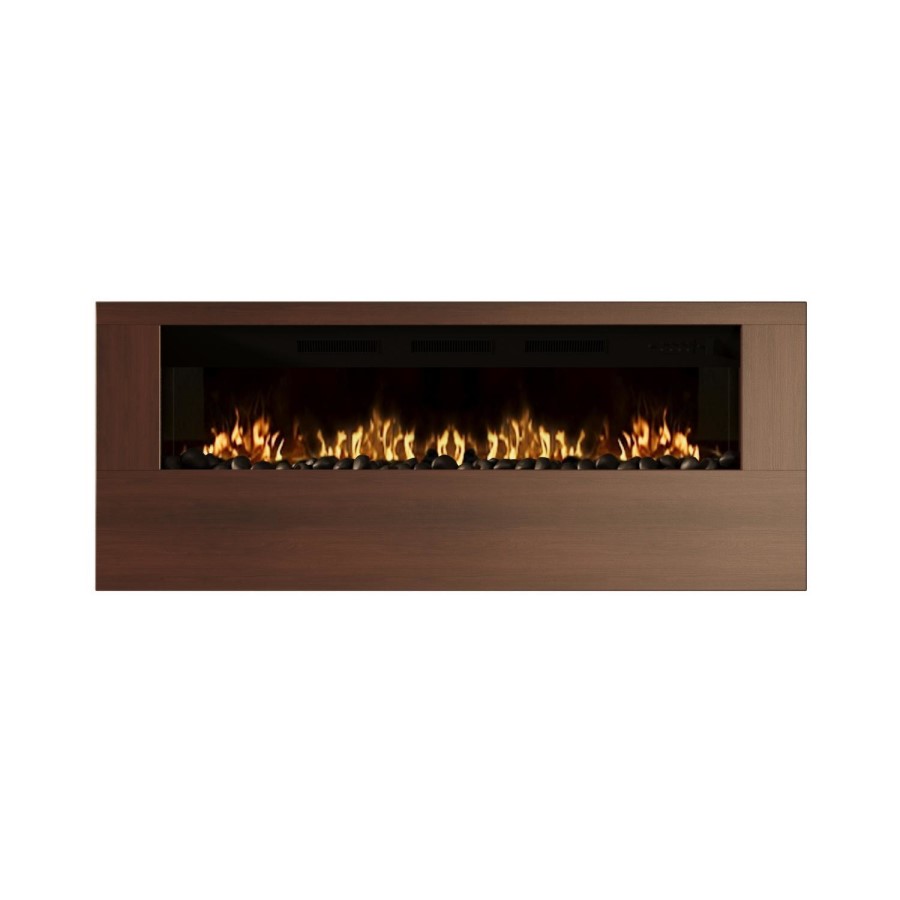 Wall-Mounted Electric Fire with Walnut Surround - 60 Inch - AmberGlo