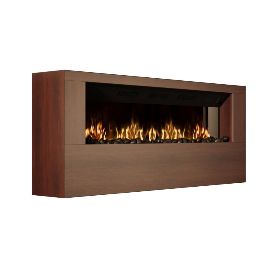Wall-Mounted Electric Fire with Walnut Surround - 60 Inch - AmberGlo