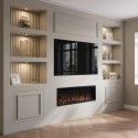 AGL097 Black Slimline Inset Electric Media Wall Smart Fire Place - 50 Inch - AmberGlo