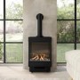 Small Electric Log Burner-Style Stove with Decorative Flue in Black - AmberGlo
