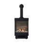 Small Electric Log Burner-Style Stove with Decorative Flue in Black - AmberGlo
