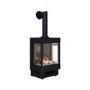 Small Electric Log Burner-Style Stove with Decorative Flue in Black - AmberGlo