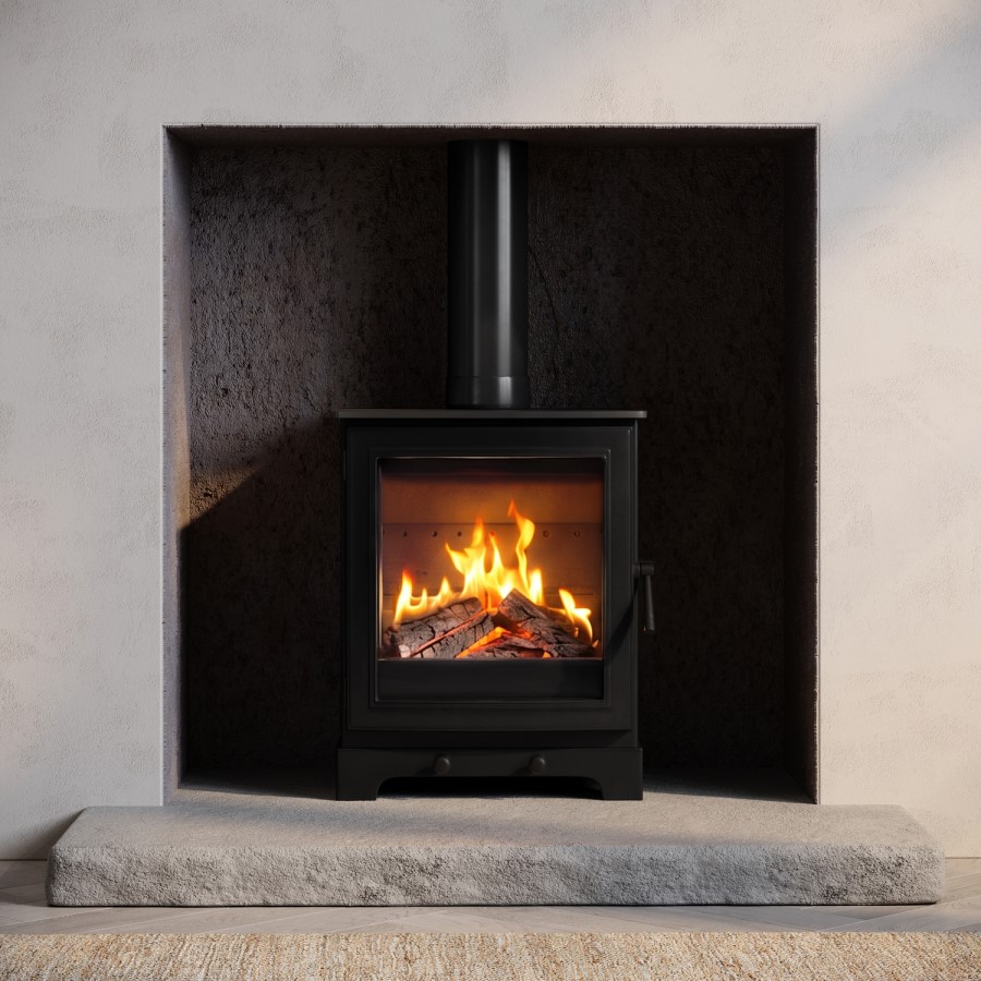 Wood Burning 5kW Stove in Black - AmberGlo
