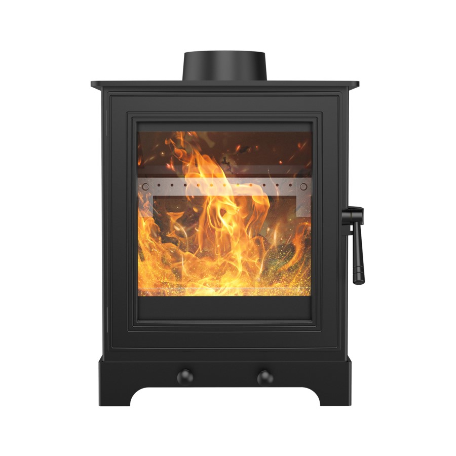 Wood Burning 5kW Stove in Black - AmberGlo