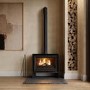 Wide Wood Burning 8.2kW Stove in Black - AmberGlo