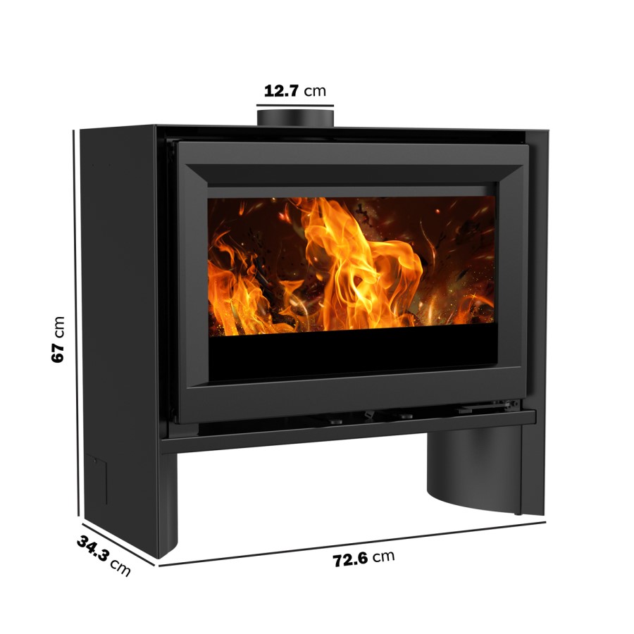Wide Wood Burning 8.2kW Stove in Black - AmberGlo