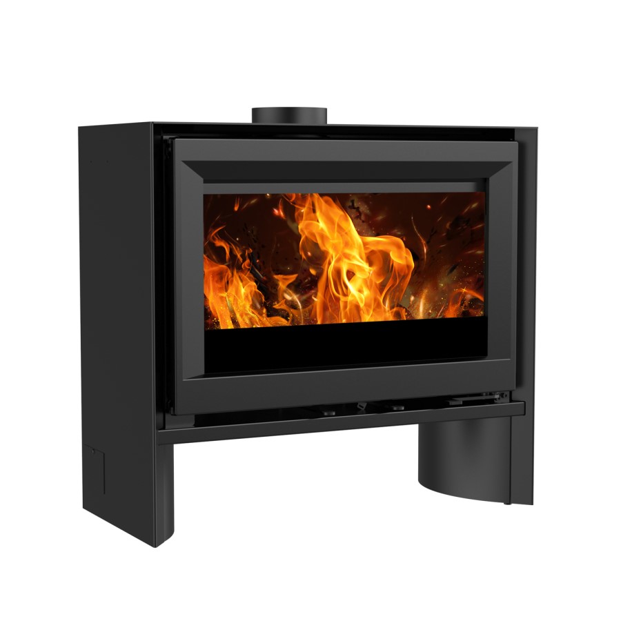 Wide Wood Burning 8.2kW Stove in Black - AmberGlo