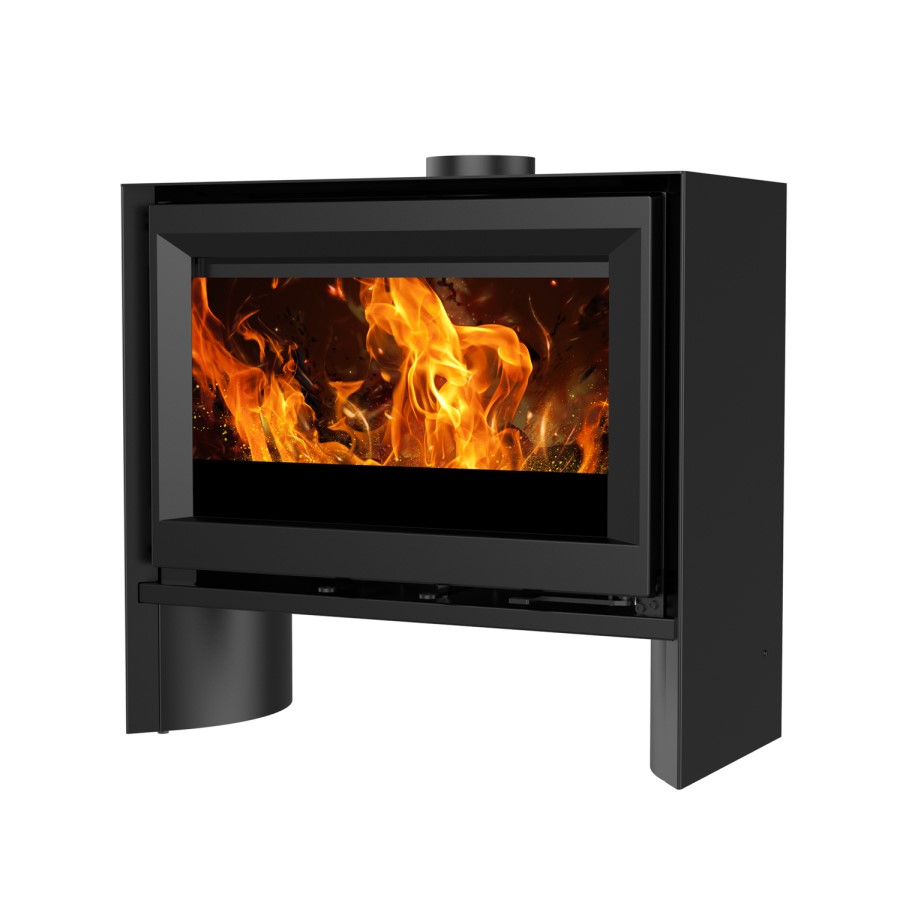 Wide Wood Burning 8.2kW Stove in Black - AmberGlo