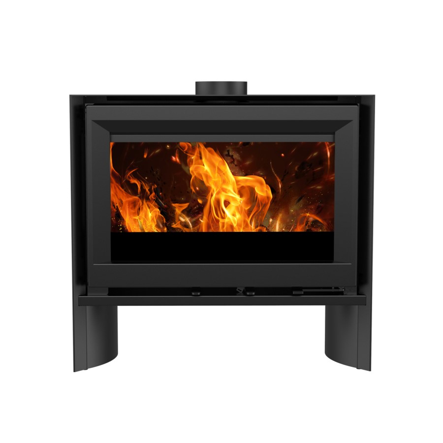 Wide Wood Burning 8.2kW Stove in Black - AmberGlo
