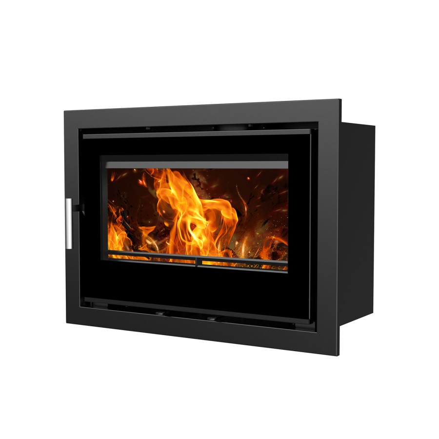 Inset Cassette Wood Burning 8.2kW Stove in Black - AmberGlo