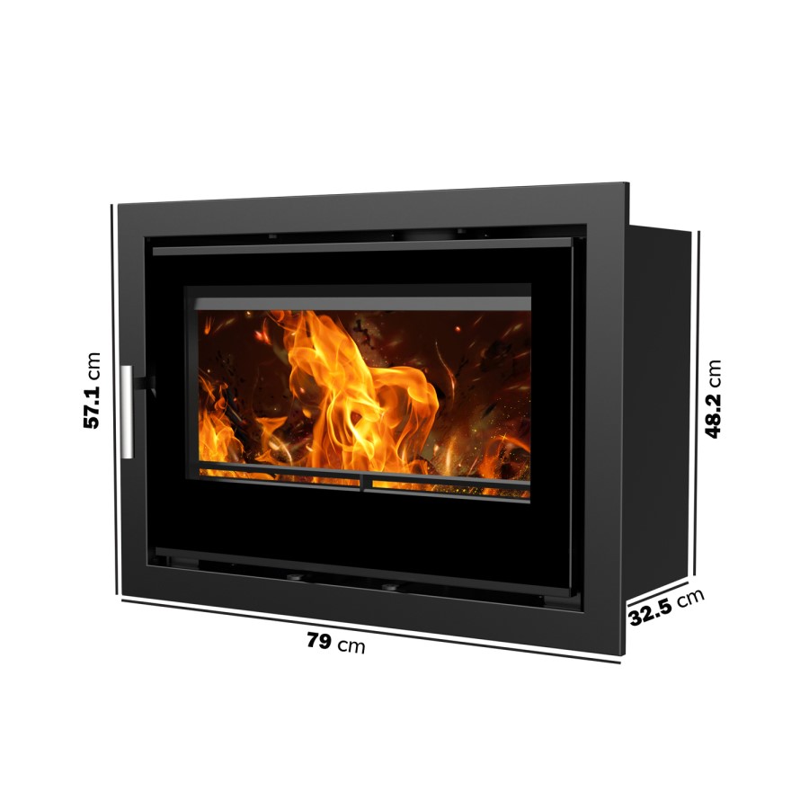 Inset Cassette Wood Burning 8.2kW Stove in Black - AmberGlo
