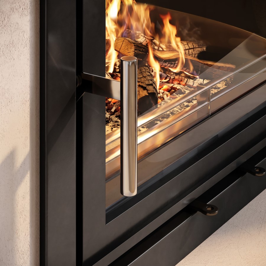 Inset Cassette Wood Burning 8.2kW Stove in Black - AmberGlo