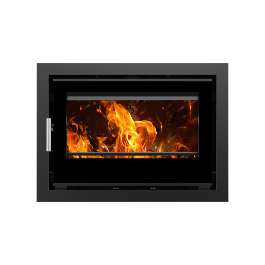 Inset Cassette Wood Burning 8.2kW Stove in Black - AmberGlo