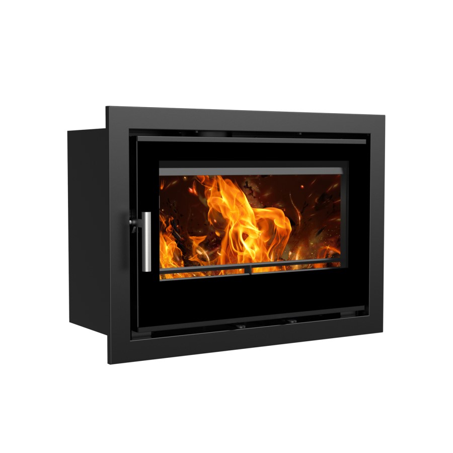 Inset Cassette Wood Burning 8.2kW Stove in Black - AmberGlo