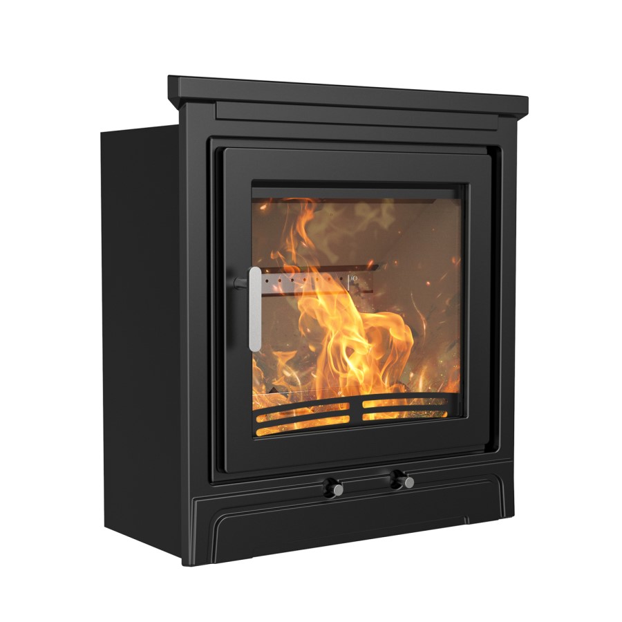 Semi-Inset Wood Burning 5.1kW Stove in Black - AmberGlo