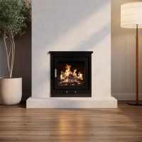 Semi-Inset Wood Burning 5.1kW Stove in Black - AmberGlo