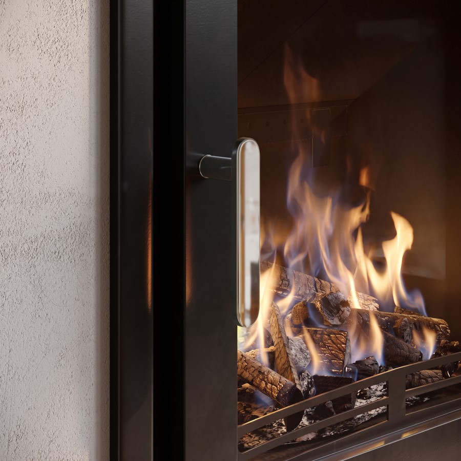 Semi-Inset Wood Burning 5.1kW Stove in Black - AmberGlo