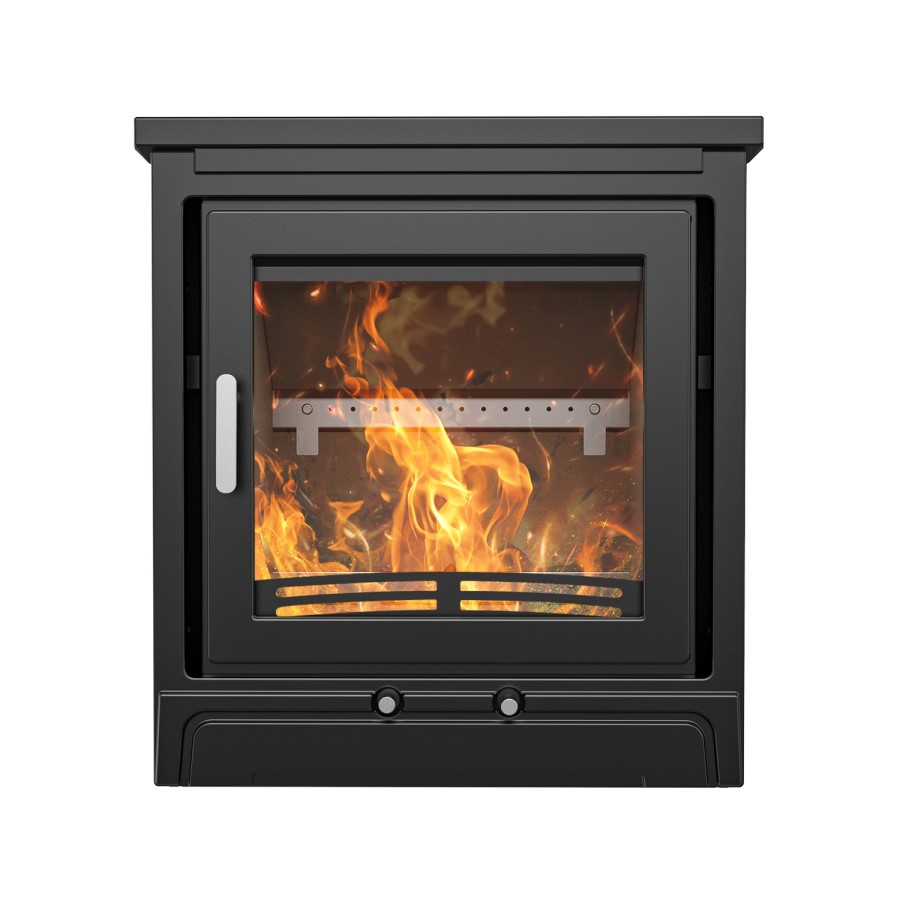 Semi-Inset Wood Burning 5.1kW Stove in Black - AmberGlo