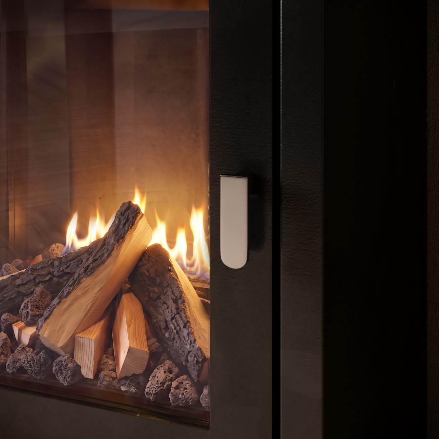 Black Flueless Electric Log Burner Effect Stove with Log Store - AmberGlo