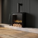 AGL106 Freestanding Flueless Black Electric Fire with Log Store - AmberGlo