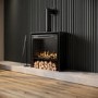 Freestanding Flueless Black Electric Fire with Log Store - AmberGlo